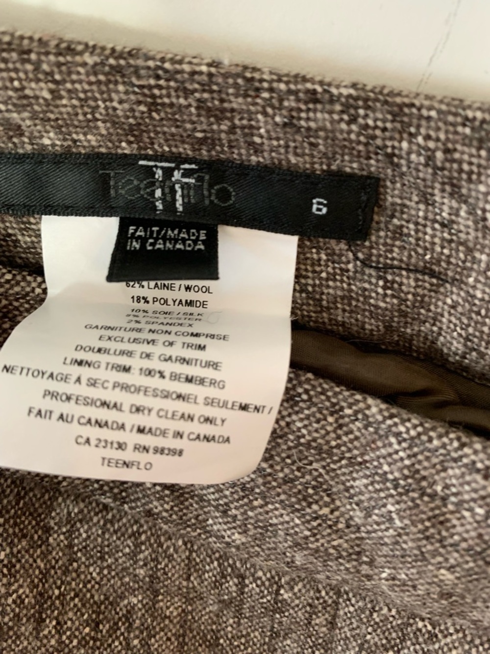 Teenflo Brown Tweed Women's Dressy pants - Picture 2 of 5